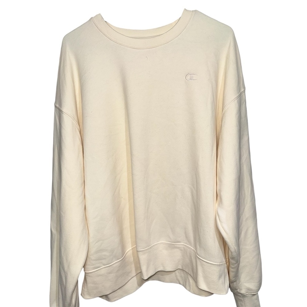 Champion Classic Powerblend Small C Logo Crewneck Sweatshirt - Cream Size L - Picture 4 of 13